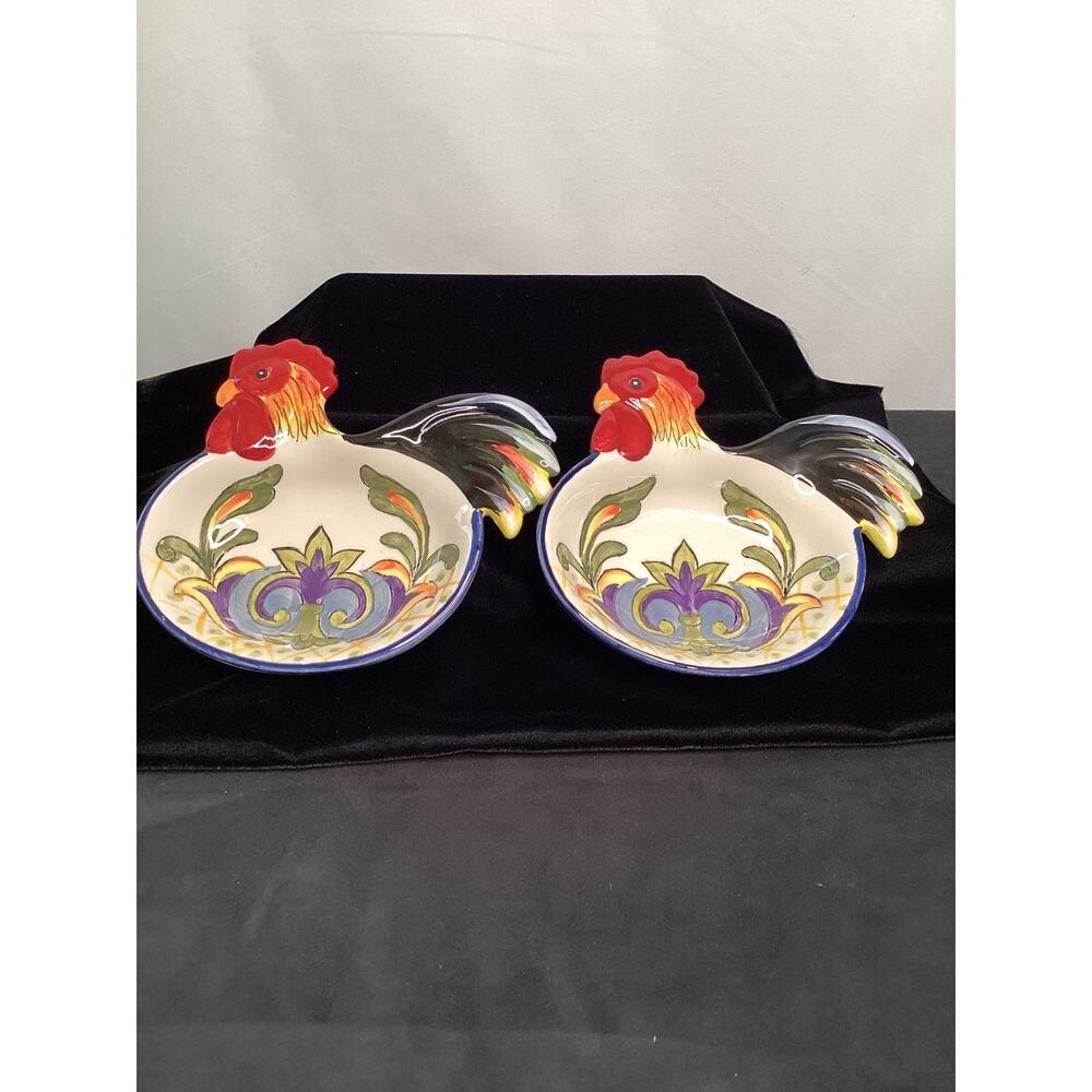 Green Talavera Rooster Hand Painted